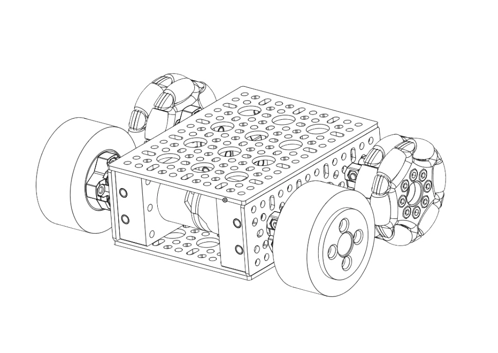 Probot parçalarıyla kurulmuş sürüş robotu - gerçek CAD render