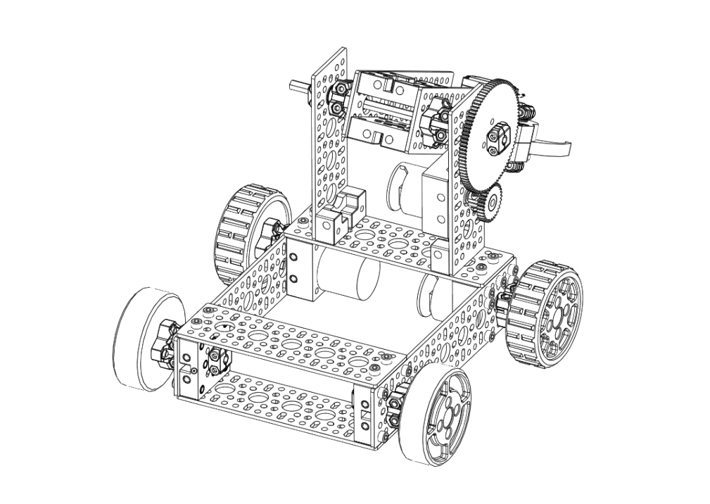 Probot parçalarıyla kurulmuş robot tutucu - gerçek CAD render